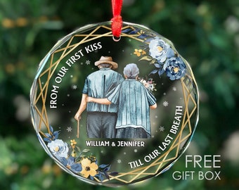 From Our First Kiss Till Our Last Breath, Personalized Couple Crystal Christmas Ornament, 2024 Custom Keepsake, Christmas Gift for Parent