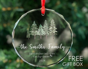 Personalized Family's Crystal Christmas Ornament , 2024 Custom Family Name Christmas Ornaments, Xmas Keepsake