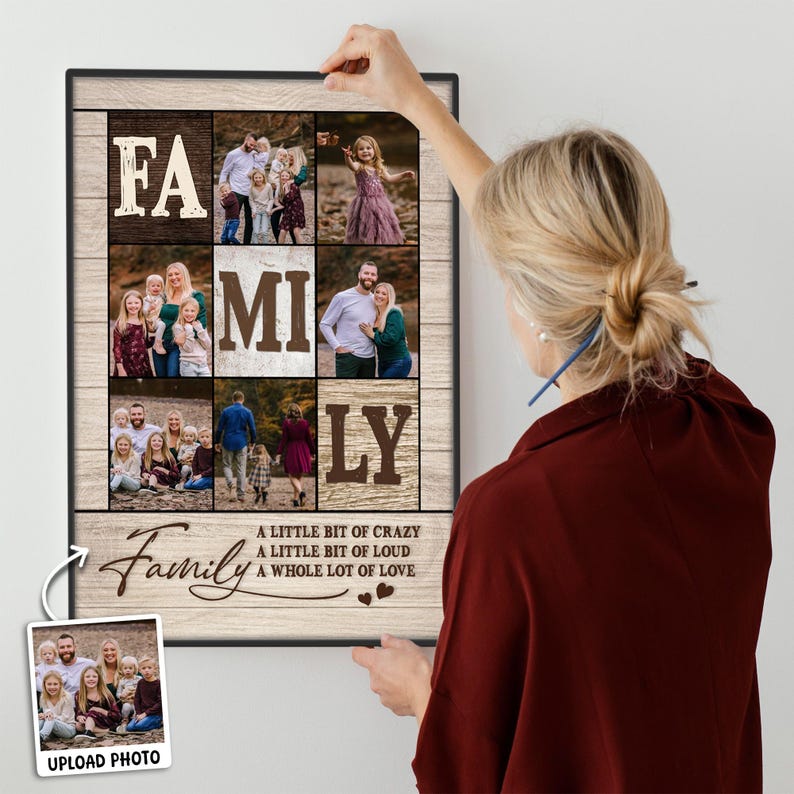 Custom Family Photo Collage Canvas, Personalized Family Wall Art Decor ...