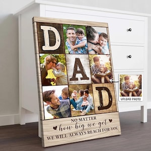 Benutzerdefinierte Fotocollage für Papa, personalisiertes Vatertagsgeschenk, Familienfoto-Leinwanddruck, einzigartiges Papageschenk vom Kind