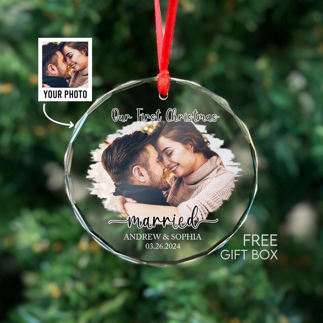 thumbnail image 2 of First Christmas Together Ornament • Clear Acrylic Ornament • Newlywed 2 of 14