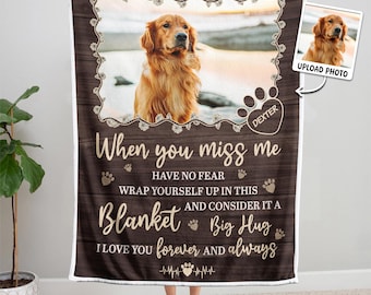 Custom Pet Photo Memorial Blanket, Loss Sympathy Gift