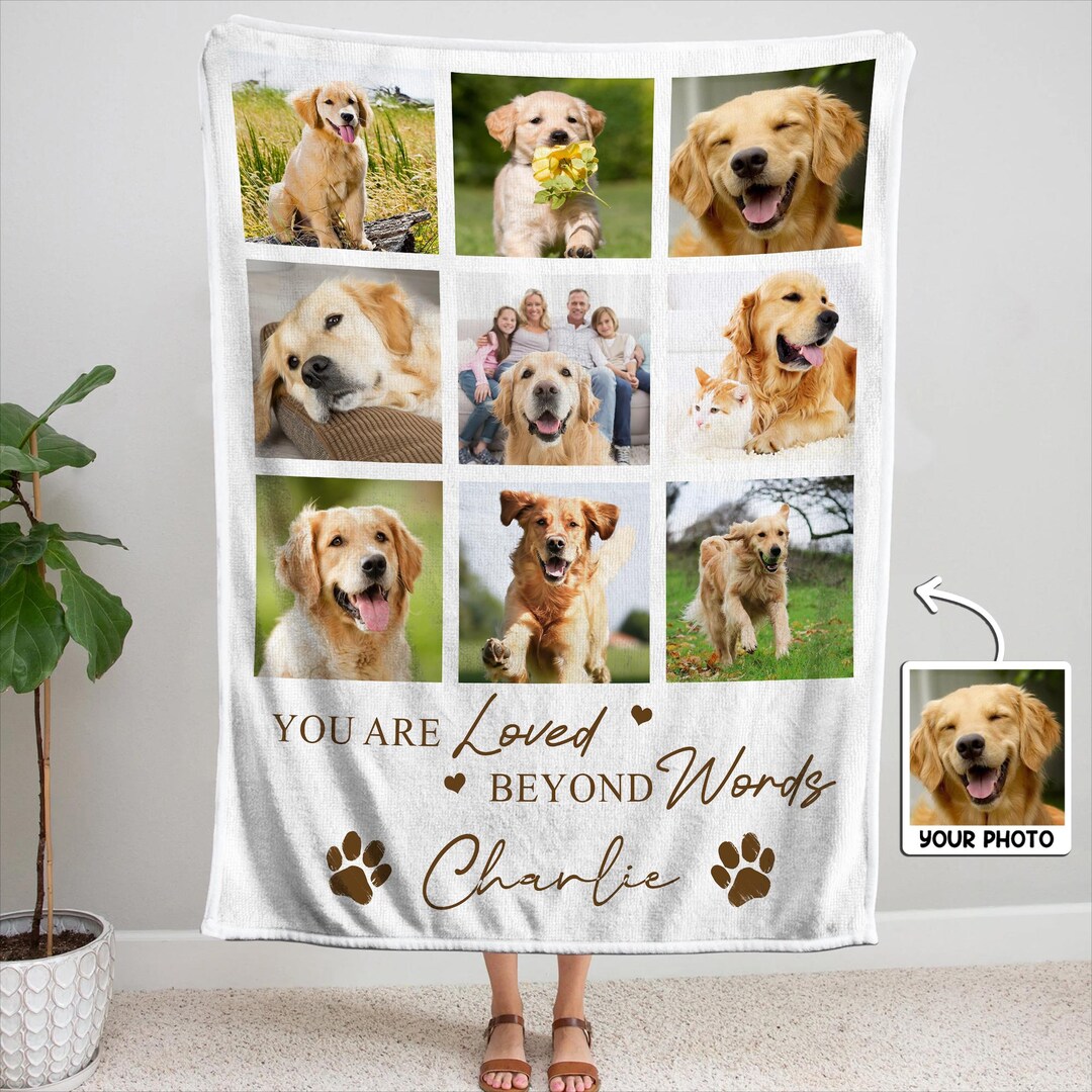 Custom Pet Memorial Photo Blanket, Personalized Dog Remembrance Gift ...