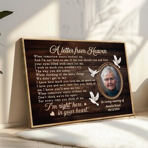Personalized Memorial Framed Canvas with Photo, In Loving Memory Gift, Custom Name and Date Tribute, Bereavement Keepsake Art