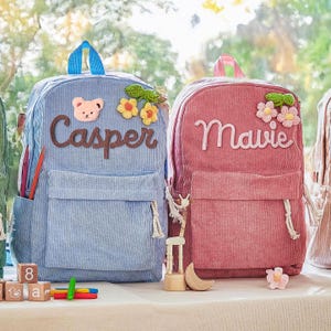 Sac à dos en velours côtelé personnalisé, sac à dos personnalisé pour enfant avec nom brodé, cadeau unique pour tout-petit, cartable durable, indispensables pour la garderie
