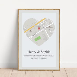 Benutzerdefinierte herzförmige Landkarte | Personalisiertes Jahrestagsgeschenk für Paare | Einzigartige Wohnkultur, Geschenkidee Hochzeit, Benutzerdefinierte Koordinaten Kunst