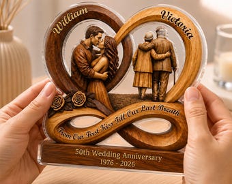 Personalized Wedding Anniversary Acrylic Block, Custom Couple Plaque, Anniversary Gift for Parents