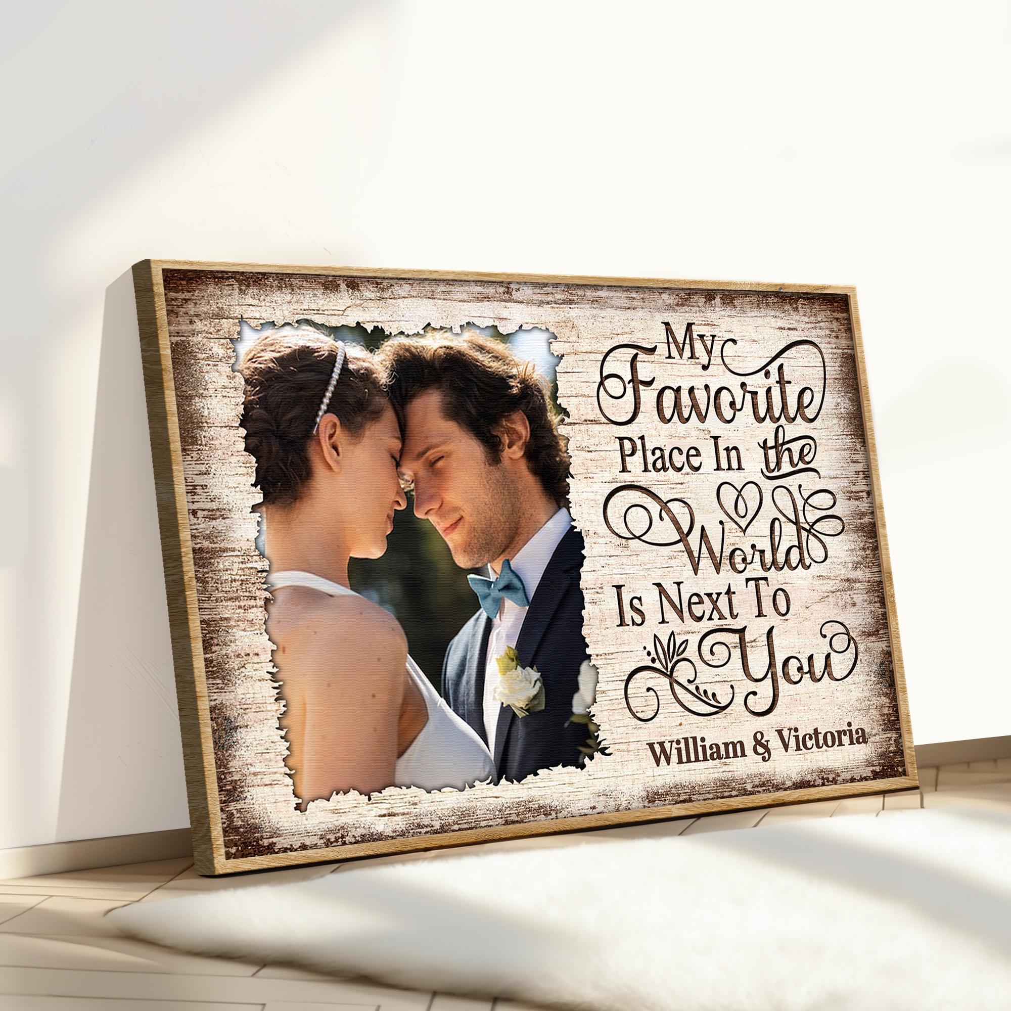Personalized Newlywed Couple Photo Canvas, Custom Wooden Anniversary ...