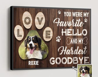 Custom Pet Memorial Canvas Print, Personalized Pet Loss Gift, Rainbow Bridge Memorial, Photo and Name Customization, Pet Remembrance Art