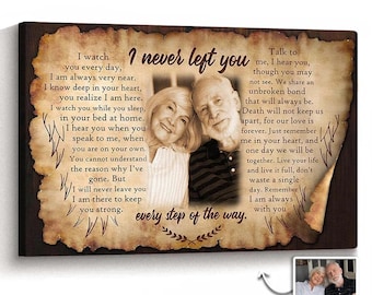 Lienzo fotográfico conmemorativo personalizado, Homenaje "Nunca te dejé", Regalo de recuerdo para expresar condolencias