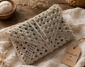 Handmade Crochet Book Cover | Cozy Neutral Book Sleeve for Readers