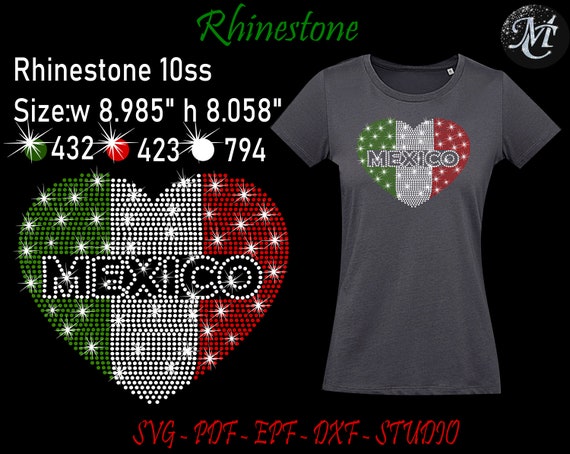 Mexico Rhinestone, Rhinestone Svg, Mexico Svg, Rhinestone Template, Mexico Cut File, Mexico, Rhinestones, Rhinestone Shirt, Mexico Shirt