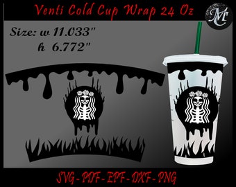 Meerjungfrau Becher, Horrorfilm wickeln SVG, Halloween wickeln svg, Venti Kalte Tasse wickeln svg, Halloween svg, Horror svg, Halloween Vorlage, Horror