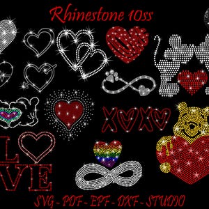 Pacchetto San Valentino Strass, Modello Strass, Strass Svg, Strass Amore, Strass Cuore, Amore Svg, Cuore Svg, L'amore è amore