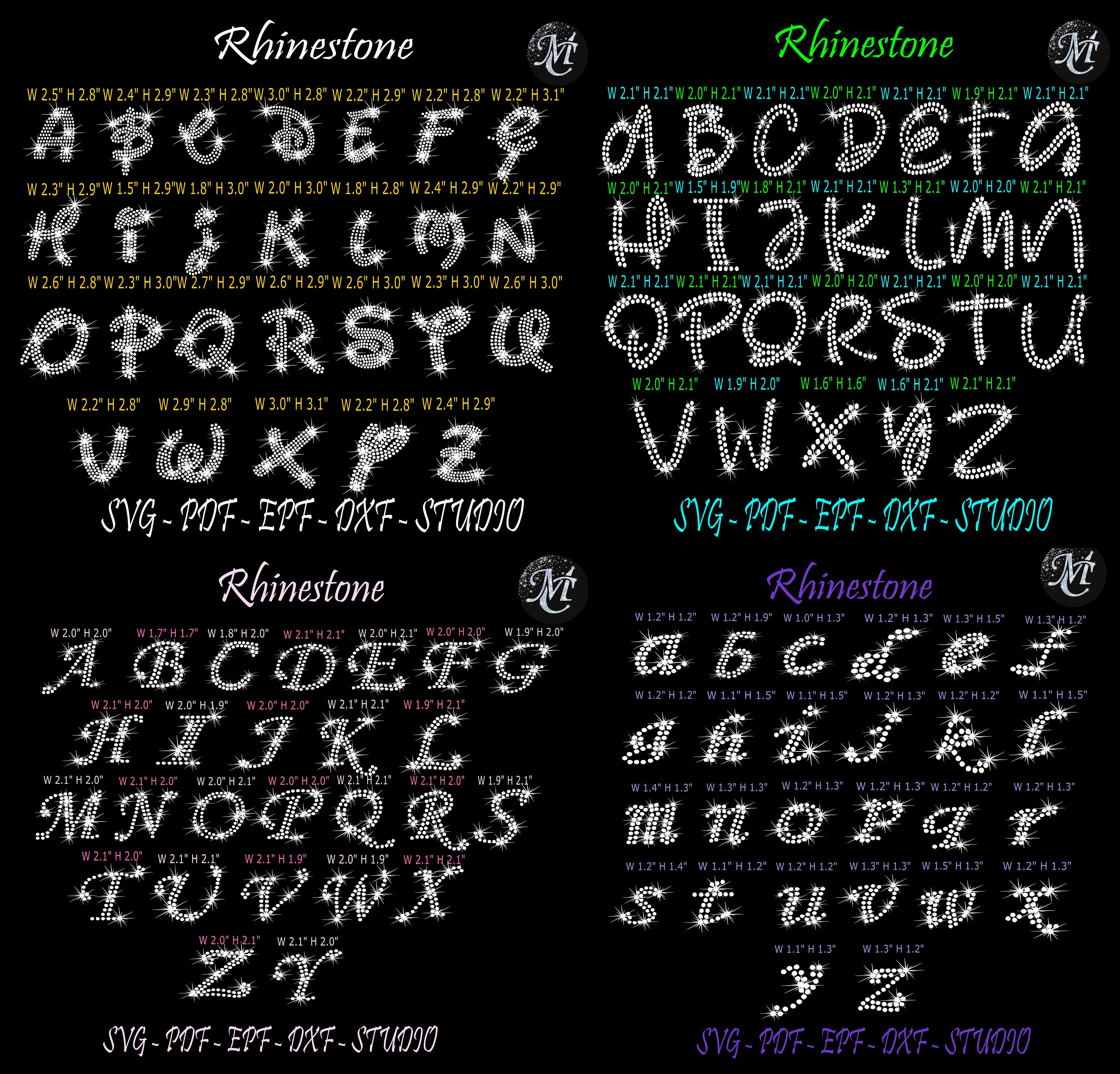 Bundle Alphabet Rhinestone, Rhinestone Template, Capital Letters ...