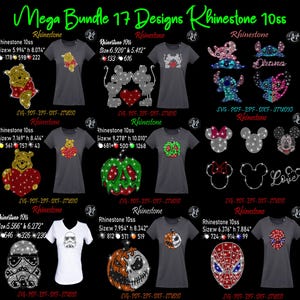 Super Bundle Rhinestone, Rhinestone Svg, Plantilla de Rhinestone, Rhinestone de ratón, Rhinestone de Pooh, Rhinestone de Jack, Archivo de Rhinestone, Archivo de corte
