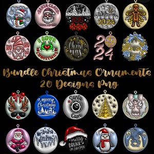 Adorno de Navidad inflado 3D, Adorno de Navidad, Navidad Png, Clipart de Navidad, Paquete de Navidad Png, Regalo de Navidad, Diseño Inflado