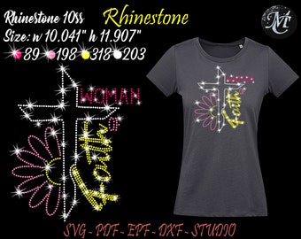 Woman Of Faith Rhinestone, Woman Of Faith Svg, Faith Rhinestone, Jesus Rhinestone, Cross Rhinestone, Rhinestone Svg, Rhinestone Template