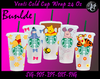 Paquete Winnie Pooh Wrap Svg, Winnie Pooh Wrap, Winnie Pooh Svg, Venti Cold Cup Wrap, Paquete Winnie Pooh Svg, Plantilla de vaso, Pooh Svg