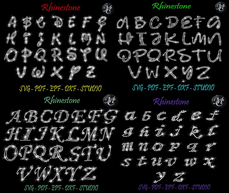 Bundle Alphabet Rhinestone, Rhinestone Template, Capital Letters ...