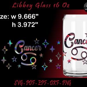 Libbey Can Glass Wrap de 16 onças, Cancer Svg, Libbey Glass 16 Oz Svg, modelo de copo, copo de Áries, copo de Áries Libbey, copo de signos do zodíaco