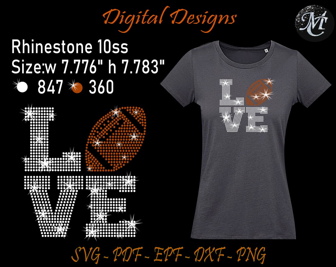 American Football Rhinestone, Love Rhinestone, Rhinestone Svg ...