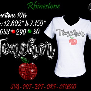 Teacher Rhinestone, Teacher Svg, Rhinestone Svg, Rhinestone Template, Rhinestone, Teacher Template, Apple Rhinestone, School Rhinestone, Svg