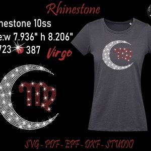 Virgo Rhinestone, Virgo Svg, Rhinestone Svg, Rhinestone Template, Zodiac Signs Svg, Zodiac Rhinestone, Moon Rhinestone, Moon Svg, Virgo