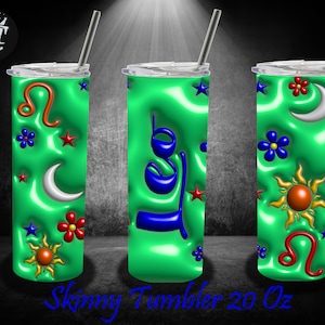 3D Leo Aufgeblasener Becher Wrap, 3D Sternzeichen Straight Tapered Png, 500 ml Becher Sublimationsdesign, Sternzeichen 20 Oz Skinny Tumbler, Leo