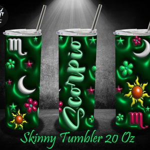 3D Skorpion Aufgeblasener Becher Wrap, 3D Sternzeichen Gerade Verjüngung, 500 ml Becher Sublimationsdesign, Sternzeichen 20 Unzen dünner Becher