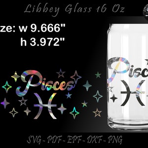 16 Unzen Libbey kann Glas wickeln, Pisces Libbey Glas, Libbey Glas 16 Unzen svg, Becher Vorlage, Pisces Becher, Pisces Libbey Glas, Zeichen Sternzeichen svg