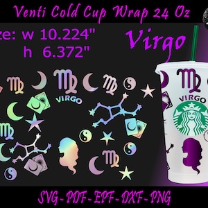 Virgo Wrap svg, Virgo svg, Venti Cold Cup Wrap svg, Zodiac Signs Wrap svg, Sternzeichen svg, Virgo Tumbler, Virgo Template, Sternzeichen, Virgo Png