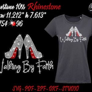 Marcher par la foi strass, strass foi, talons strass, chaussures strass, strass Svg, modèle de strass, modèle Faith, talons