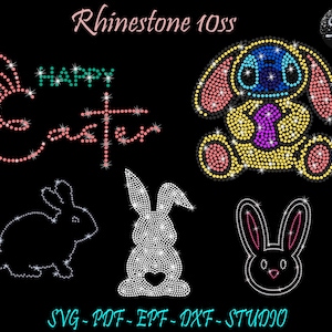Pacchetto strass pasquali, strass coniglio, coniglio SVG, strass SVG, modello strass, file strass, strass pasquali, Pasqua SVG