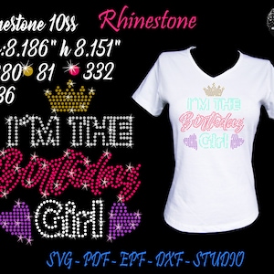 Birthday Rhinestone, Rhinestone Svg, Birthday Girl Svg, Rhinestone Template, Rhinestone Cut File, Rhinestones, Happy Birthday Svg, Birthday