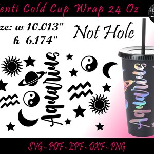 Verseau Wrap Not Hole, Venti Cold Cup Wrap SVG, Verseau SVG, Verseau Wrap SVG, Signes du zodiaque SVG, Not Hole Wrap, Zodiac SVG, Zodiac Wrap
