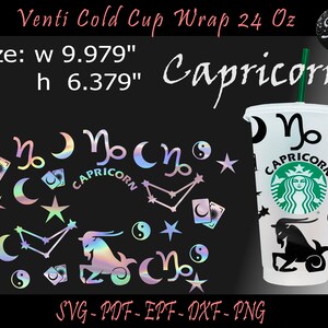 Capricórnio Wrap Svg, Capricórnio Svg, Venti Cold Cup Wrap Svg, Signos do Zodíaco Wrap Svg, Zodíaco Svg, Copo de Capricórnio, Modelo de Capricórnio, Zodíaco