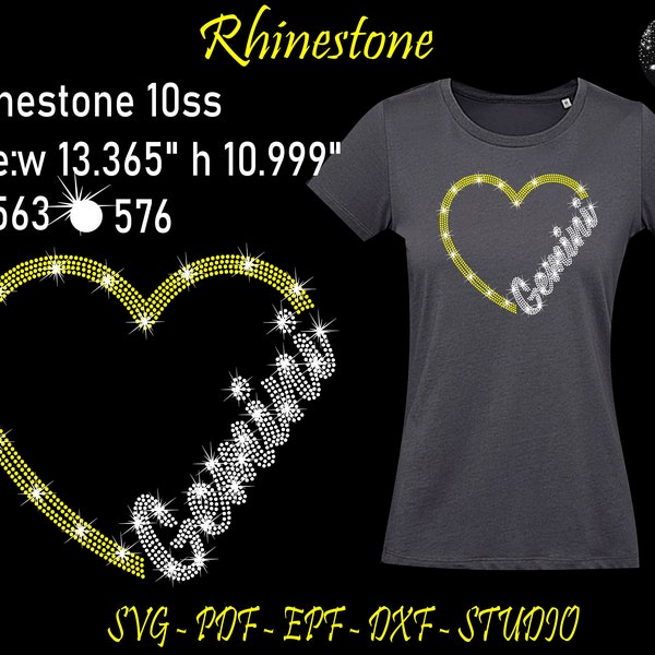 Gemini Rhinestone, Gemini Svg, Gemini Template, Rhinestone Svg, Zodiac Signs Svg, Gemini Shirt, Zodiac Signs Rhinestone, Rhinestone Shirt