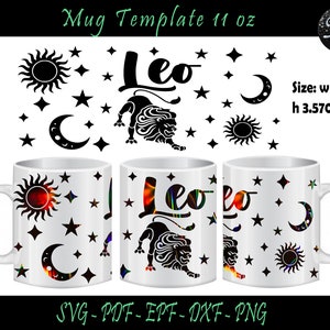 Leo SVG, Becher Vorlage 11 Unzen, Sublimation Vorlage, Becher 11 Unzen, Voll Wrap Vorlage Becher, Tassen 11 Unzen, Sublimation, Leo Becher 11 Unzen, Leo Png, Leo
