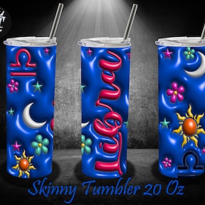 Gobelet emballage gonflé 3D Balance, Signes du zodiaque 3D, png droit et fuselé, Gobelet 20 oz par sublimation, Gobelet fin 20 oz Signes du zodiaque