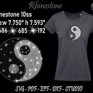 Yin Yang Svg, Yin Yang Rhinestone, Plantilla Yin Yang, Plantilla de Rhinestone, Rhinestone Svg, Archivo de Rhinestone, Archivo de corte Yin Yang, Yin Yang