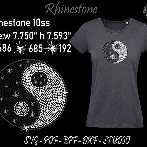 Yin Yang Svg, Yin Yang Rhinestone, Yin Yang Template, Rhinestone Template, Rhinestone Svg, Rhinestone File, Yin Yang Cut File, Yin Yang