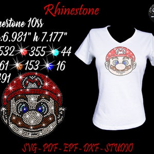 Mario Rhinestone, Mario Svg, Rhinestone Svg, Rhinestone Template, Rhinestone, Mario Cut File, Mario Clipart, Mario Template, Mario Shirt