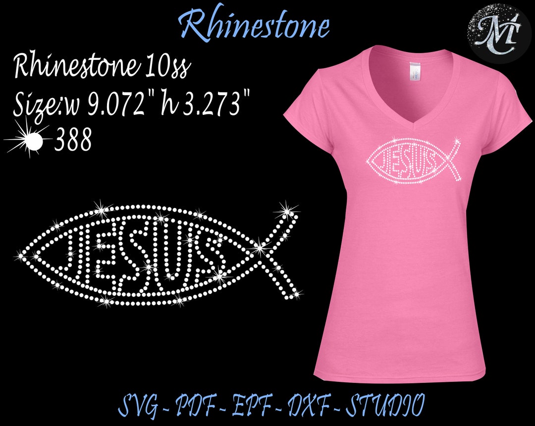 Jesus Rhinestone Jesus Svg Rhinestone Fish Jesus Template - Etsy