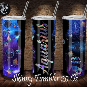 Verseau Tumbler, Skinny Tumbler Wrap Svg, 20 Oz Skinny Tumbler, Modèle de sublimation, Modèle Verseau, Zodiac Tumbler, Verseau Png
