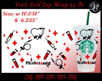 Flebotomista Wrap Svg, Flebotomista Svg, Full Wrap Venti Cold Cup, Medicie Svg, Vaso de Flebotomista, Plantilla de Flebotomista, Flebotomista