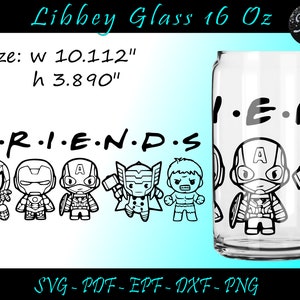 16 Oz Libbey Can Glass Wrap, Friends Svg, Avengers Svg, Libbey Glass 16 Oz Svg, Tumbler Template, Avengers Tumbler, Avengers Libbey Glass