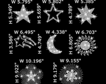Bundle Star Rhinestone, Stars Rhinestone, Rhinestone Svg, Rhinestone Template, Rhinestone Cut File, Star Svg, Moon Rhinestone, Moon Svg, Svg