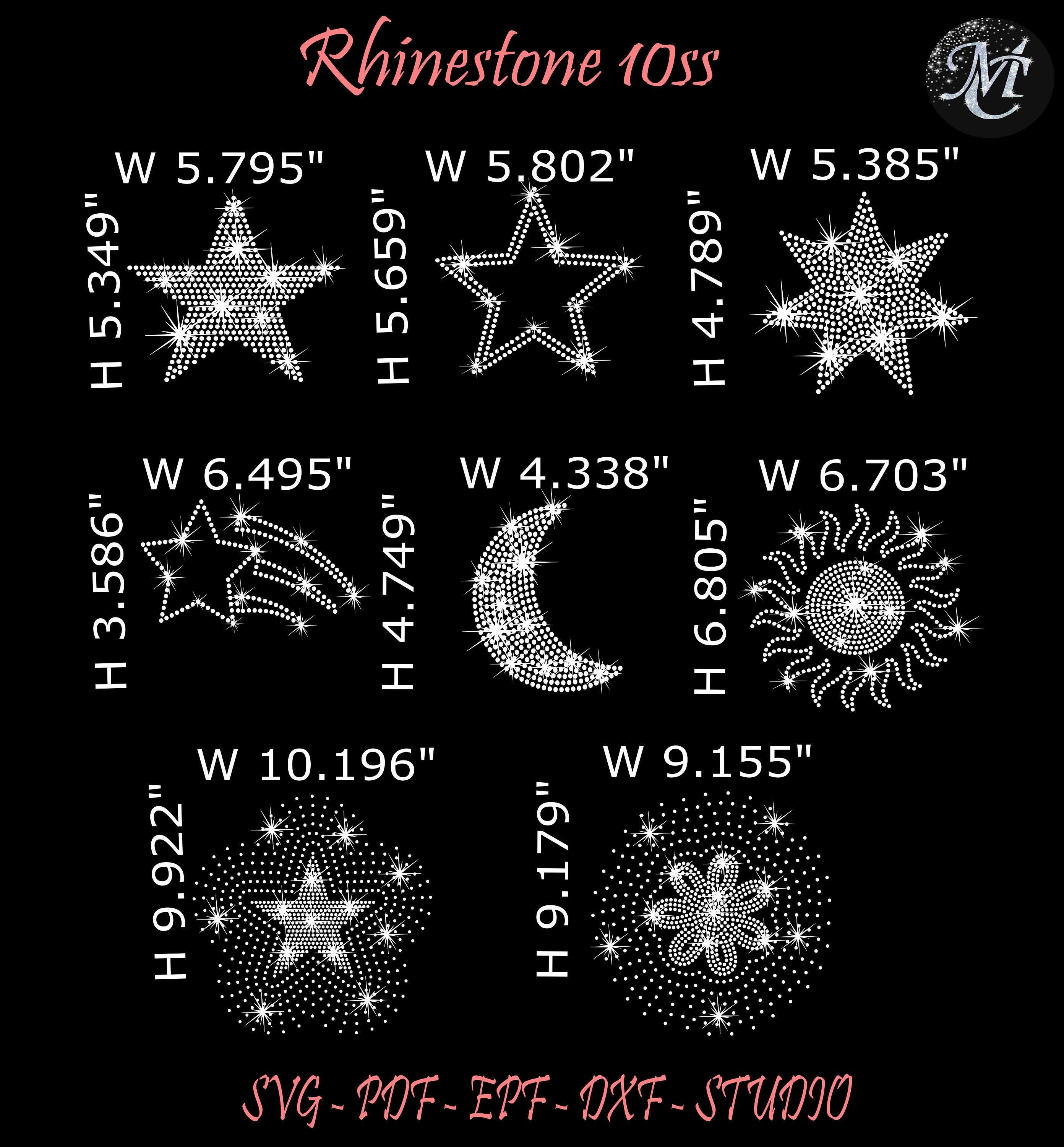 Starlight Rhinestone Design Bundle Star Rhinestone, Stars Rhinestone, Rhinestone Svg, Rhinestone ...