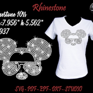 Mouse Rhinestone, Rhinestone Svg, Rhinestones, Plantilla de Rhinestone, Mouse Svg, Archivo de corte de ratón, Camisa de Rhinestones, Regalo de Rhinestone, Ratón